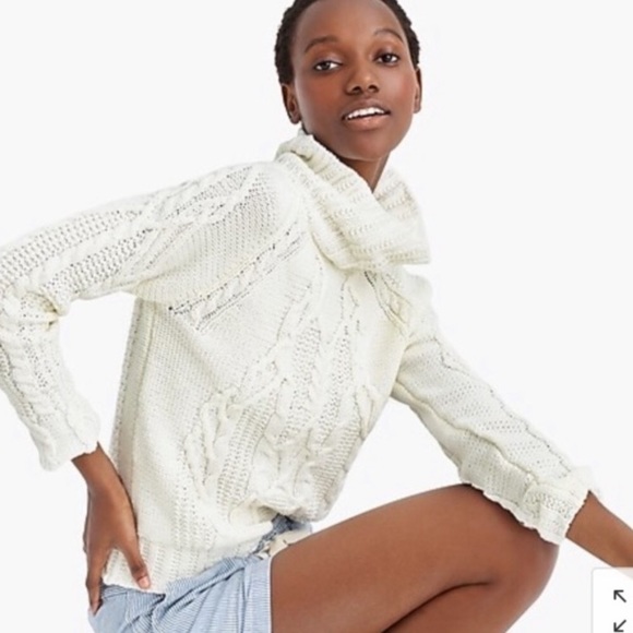 The Reeds x J. Crew white cable knit turtleneck sweater, Medium - Picture 2 of 9